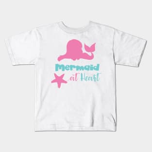Mermaid At Heart, Mermaid Tail, Mermaid Silhouette Kids T-Shirt